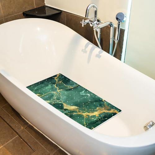 Baby Bath Mat Non Slip 26.8"x15.1" Bathtub Mat for Baby Eco Friendly Durable Bath Mat for Tub Non Slip Kids Tub Mat with Suction Cups, Green Marble - color: Multi 4