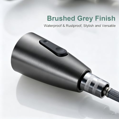 SEIDO Kitchen Faucet Sprayer Head Replacement, 3-Function Sink Sprayer Replacement, Pull Down Faucet Head with G1/2(13/16 inch) Male Thread, Grey Kitchen Sink Aerators - color: Gray