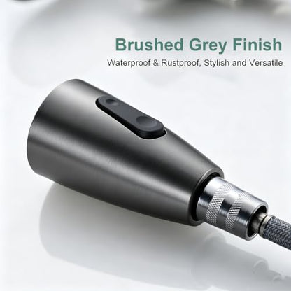 SEIDO Kitchen Faucet Sprayer Head Replacement, 3-Function Sink Sprayer Replacement, Pull Down Faucet Head with G1/2(13/16 inch) Male Thread, Grey Kitchen Sink Aerators - color: Gray