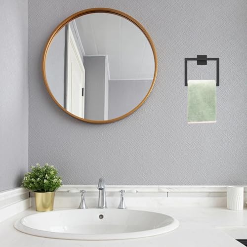 Black Hand Towel Holder, Stainless Steel Matte Black Towel Ring, 6.3 Inch Square Bathroom Hand Holder, Space Saving for WallBlack