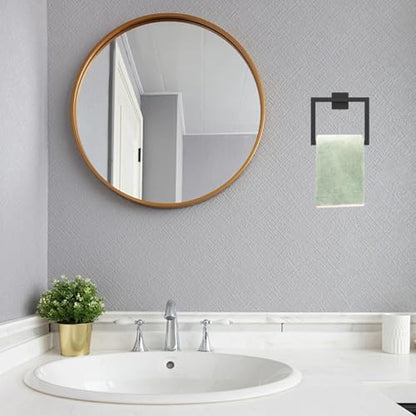 Black Hand Towel Holder, Stainless Steel Matte Black Towel Ring, 6.3 Inch Square Bathroom Hand Holder, Space Saving for WallBlack