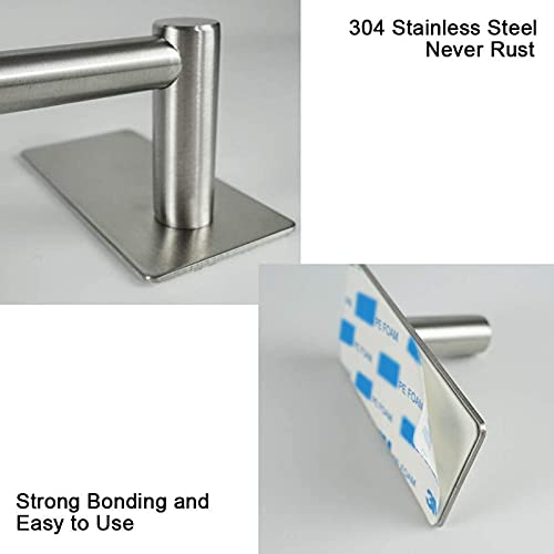 NearMoon Self Adhesive Bathroom Towel Bar- Stainless Steel Bath Wall Shelf Rack Hanging Towel Stick On Sticky Hanger Contemporary Style, NO Drilling (1 Pack, Brushed Nickel, 16-Inch Towel Rack) - color: Brushed Nickel, size: 16-Inch