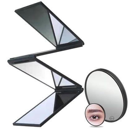Foldable Makeup Mirror 4 Barber Mirrors, 360 Degree Handheld Desktop DIY Haircut Tool,Styling, Grooming,Portable Foldable Makeup Mirror,Plus 15X Magnifying Mirror