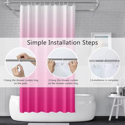 Ombre Hot Pink Stall RV Shower Curtain with Hooks 36x72inches | Machine Washable Waterproof, Modern Solid Boho Gradient, Bathroom Dorm Hotel Room Divider, Easy to Install, Window Curtain - color: Hot Pink, size: 36"W x 72"L (Pack of 1)