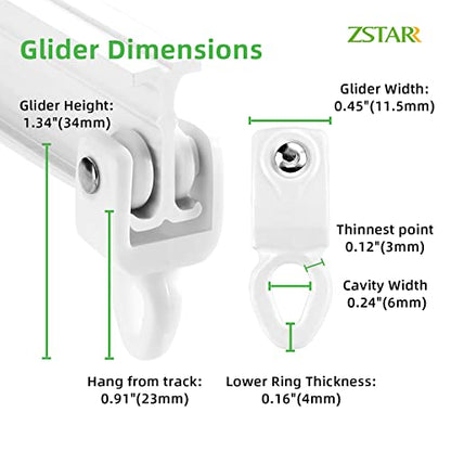 ZSTARR Heavy Duty Gliders for I Profile Flexible Curtain Track, 20 Pack | Fits I Profile Straight & Curved Curtain Tracks. Ideal for RV, Shower, Hospital, Room Divider & Window Curtains