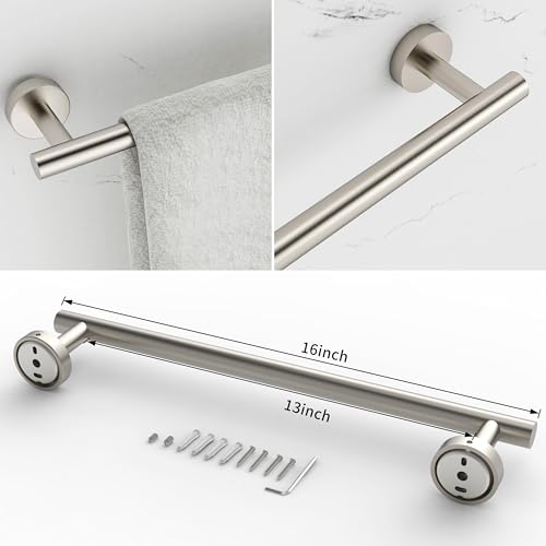 RARXTR 3pc Bathroom Hardware Set with Brushed Toilet Paper Holder & Towel Ring & Towel Bar SUS304 Stainless Steel Toilet Paper Roll Holder Wall Mount & Bathroom Towel Holder & Towel Rack Set - color: Brushed Nickel, size: 3-Piece