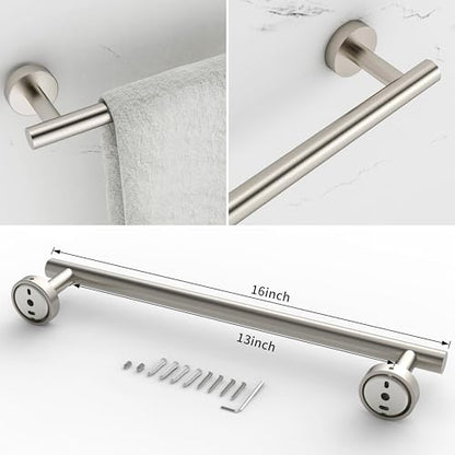 RARXTR 3pc Bathroom Hardware Set with Brushed Toilet Paper Holder & Towel Ring & Towel Bar SUS304 Stainless Steel Toilet Paper Roll Holder Wall Mount & Bathroom Towel Holder & Towel Rack Set - color: Brushed Nickel, size: 3-Piece