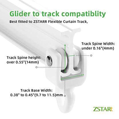 ZSTARR Heavy Duty Gliders for I Profile Flexible Curtain Track, 20 Pack | Fits I Profile Straight & Curved Curtain Tracks. Ideal for RV, Shower, Hospital, Room Divider & Window Curtains