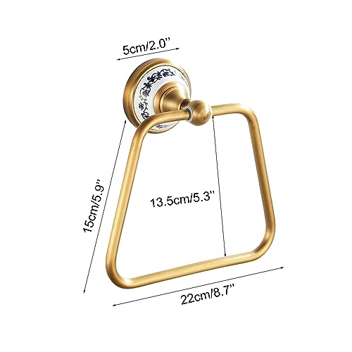 Trapezoid Antique Bronze Brass Hand Towel Holder, Bathroom Hardware Accessories,Porcelain Design - color: Trapezoid Towel Holder