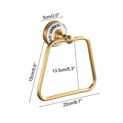Trapezoid Antique Bronze Brass Hand Towel Holder, Bathroom Hardware Accessories,Porcelain Design - color: Trapezoid Towel Holder
