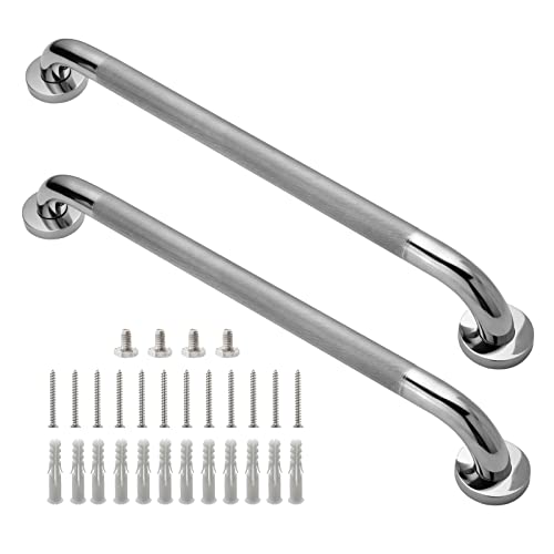 Rockgoya Shower Grab Bar, 2 Pack 24 Inch Bathroom Grab Bar, 304 Stainless Steel 1.25" Diameter Anti-Slip Handicap Grab Bar Support Shower Rail Senior Handrail Shower Safety Bar Handle - size: 24 Inch