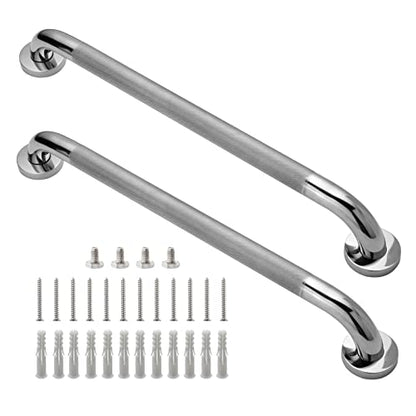 Rockgoya Shower Grab Bar, 2 Pack 24 Inch Bathroom Grab Bar, 304 Stainless Steel 1.25" Diameter Anti-Slip Handicap Grab Bar Support Shower Rail Senior Handrail Shower Safety Bar Handle - size: 24 Inch