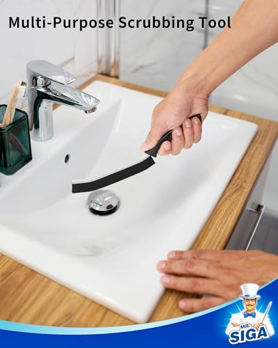 MR.SIGA Crevice Cleaning Brush, Grout Scrub Brush for Corners, Tight Spaces | Hard bristles, Heavy duty and flexible, for deep cleaning of hard to reach areas of kitchen and bathroom, 5 pack, black
