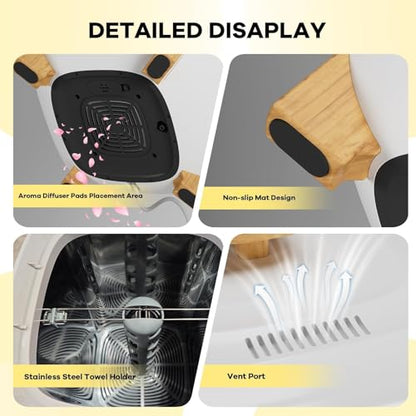 Towel Warmer Dryer for Bathroom, 5.3 gal(20 L) Capacity, Compact Electric Hot Towel Blanket Warmer Bucket with Auto Shut Off & 4 Timer Settings for Spa Home - size: 20L