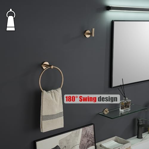 JQK Towel Ring Champagne Bronze, 304 Stainless Steel Hand Towel Holder for Bathroom Wall Mount, TR130-CB - color: Champagne Bronze