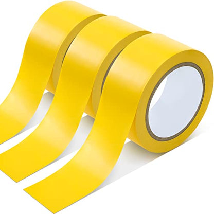 Outus 3 Rolls Floor Marking Tapes 2" Width 100' Length Yellow Durable Non Abrasive Strong Floor Tape for Social Distancing, Gyms, Athletics, School, Restaurants, Equipment, Heavy Foot Traffic