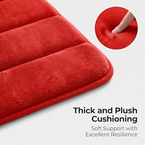 Bathroom Rugs Set 3 Piece, Memory Foam Bath Rugs, Non Slip Washable Bathroom Rug Set, Extra Soft Absorbent Bath Mats with U-Shaped Toilet Rug, Red - color: Red