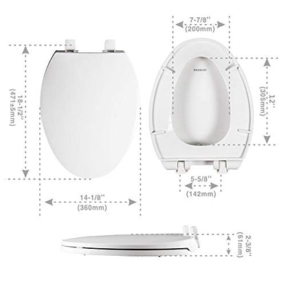 Toilet Seat Elongated with Cover Soft Close, Plastic for Oval Toilets | Easy to Install, Easy to Clean, Quiet Close, Fits Most Elongated Oval Toilets