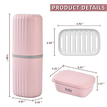 Bar Travel Soap Case Container, Portable Travel Toothbrush Holder, Pink | Dish Soap, drainage, leakproof, 7.88 in, Traveling Toothpaste Tooth Brush Holder, Cover, Trip, Camping - color: Pink