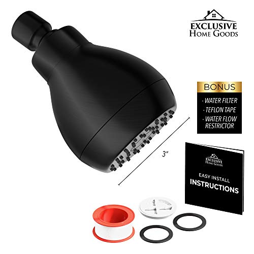 High Pressure Shower Head - Powerful Deluxe Bathroom Showerhead with Strong Spray Stream and Small Silicone Nozzles - Universal Fit Works with High and Low Water Flow Showers (Matte Black)-1.8 GPM - color: Matte Black, size: 1.8 GPM