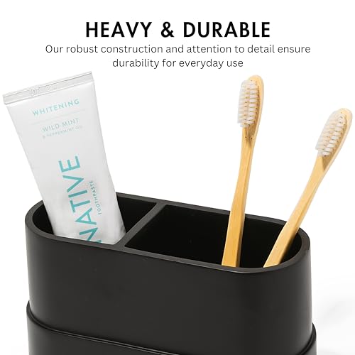 Yew Design Matte Black Bathroom Toothbrush Holder Cup - Round Large - color: Large Round Matte Black