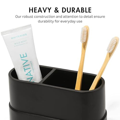 Yew Design Matte Black Bathroom Toothbrush Holder Cup - Round Large - color: Large Round Matte Black