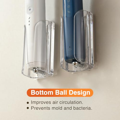 Electric Toothbrush Holder for Bathroom, Wall-Mounted Toothbrush Stand with Self-Adhesive, Compact Bathroom Caddy for Electric Toothbrushes (Clear-2pcs) - color: Clear-2pcs
