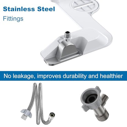 IDEALHOUSE Bidet Attachment for Toilet - Dual Nozzle Feminine Wash, Bidet Sprayer for Bathroom,Adjustable Water Pressure,Non-Electric Toilet Bidet for Bathroom Accessories(chrome handle)