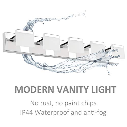 Ralbay LED Modern Bathroom Vanity Lights 5 Lights Acrylic Stainless Steel Bathroom Wall Light Fixture - color: Chrome, size: 5-Light