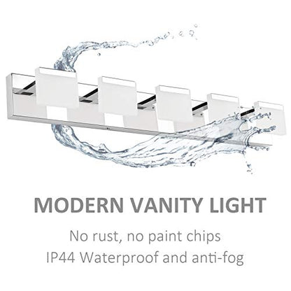Ralbay LED Modern Bathroom Vanity Lights 5 Lights Acrylic Stainless Steel Bathroom Wall Light Fixture - color: Chrome, size: 5-Light