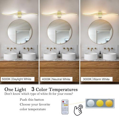 Modern Gold Bathroom Light Fixtures, LED Vanity Light with Remote Control, Bathroom Vanity Light Fixture Over Mirror, Wall Lights for Bedroom, 40.5 inch Wall Sconce Lighting for Home, Living Room - color: Gold
