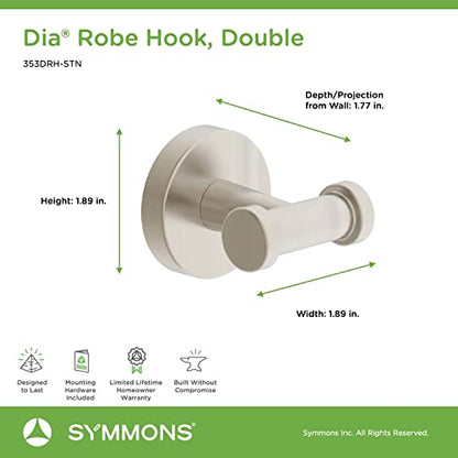 Symmons 353DRH-STN Dia Wall-Mounted Double Robe Hook in Satin Nickel - color: Satin Nickel