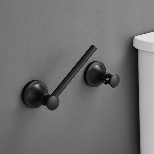 Hoimpro Wall Mounted Rustproof Toilet Tissue Paper Holder Bathroom Accessories Toilet roll Paper Hanger, Black - color: Matte Black