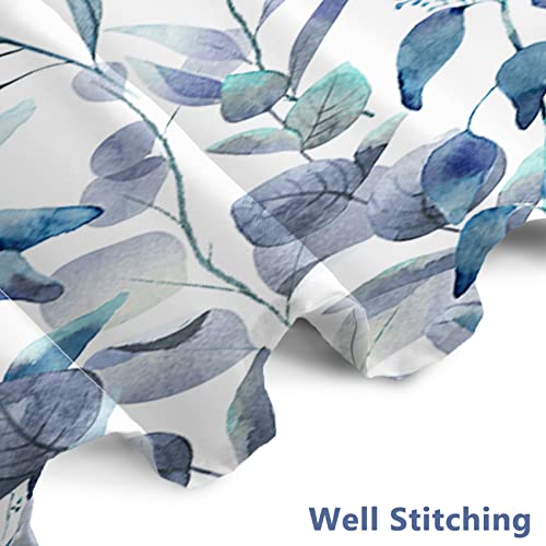 AWERT Shower Curtain Plants for Bathroom,Waterproof Quick-Drying Blue Leaves Shower Curtain Set with Hooks 48x72 Inch - color: Blue and Magenta, size: 48"W x 72"L (Pack of 1)