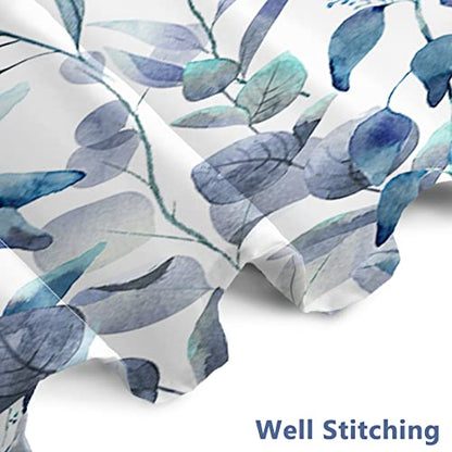 AWERT Shower Curtain Plants for Bathroom,Waterproof Quick-Drying Blue Leaves Shower Curtain Set with Hooks 48x72 Inch - color: Blue and Magenta, size: 48"W x 72"L (Pack of 1)