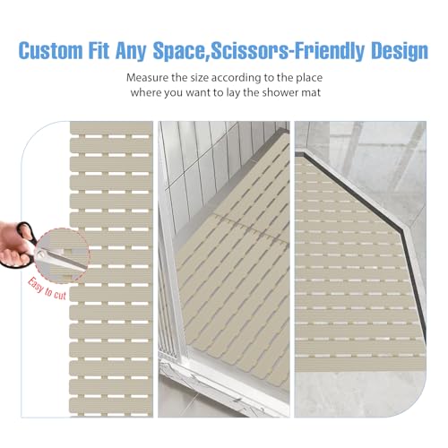 Shower Mat Non-Slip Bath Mat for Tub and Shower Stall,236 Suction Cups with Drain Holes, Quick Dry Machine Washable, Extra Grip for Stand Up Showers, Bathroom Essentials 24x24 Inch (Light Brown) - color: Light Brown