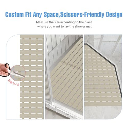Shower Mat Non-Slip Bath Mat for Tub and Shower Stall,236 Suction Cups with Drain Holes, Quick Dry Machine Washable, Extra Grip for Stand Up Showers, Bathroom Essentials 24x24 Inch (Light Brown) - color: Light Brown