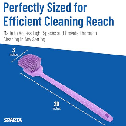 SPARTA 20" Floater Scrub Brush with Long Handle, Oil-Resistant Polyester Bristles, Multiple Trim Angles, Foam-Injected Polymer Block, Commercial Cleaning Tool, Purple - color: Purple