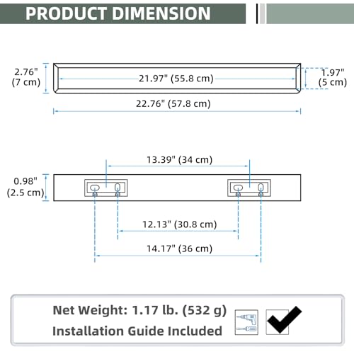 22.8" Towel Bar for Bathroom Shower, Brushed Nickel, Wall Mounted | 304 Stainless Steel, Rust-resistant Towel Holder for vanity, kitchen, Square Design with Hidden Screws, Heavy-duty Hang - color: Brushed Nickel