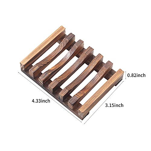Wooden Soap Dish for Shower,Set of 2 Shower Soap Holder,Self draining Bar Soap Holder for Bathroom, Homemade Soaps Saver Natural Soaps Tray, Vowupt - color: Brown