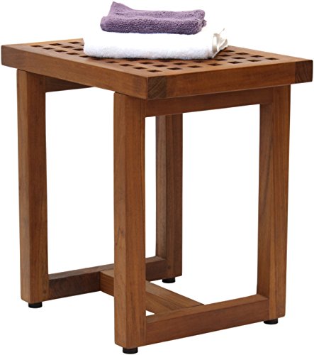 AquaTeak Grate 18" Teak Shower Bench & Premium Teak Oil | Durable, Water-Resistant Teak, Shower Chair & Shaving Foot Rest, Indoor/Outdoor Use - size: B. Bench w/ Teak Oil