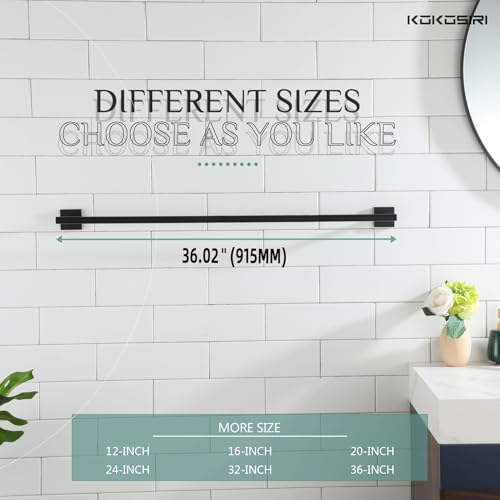 KOKOSIRI 36'' Towel Rails Bathroom Towel Bars Matte Black 36 Inch Bath Towel Holder for Washroom Kitchen Wall Stainless Steel B4005BK-L36 - color: Matte Black, size: 36-Inch