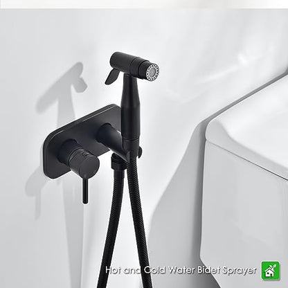 Matte Black Bidet Sprayer for Toilet, Hot and Cold | Warm Water, Hot and Cold Mixing Valve, Handheld, Bidet Attachment