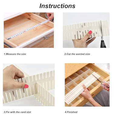 Onerbuy 8pcs Adjustable Grid Drawer Dividers DIY Plastic Closet Separator Tidy Organizer Container for Underwear Socks Belt Office Supplies(Beige) - color: Beige