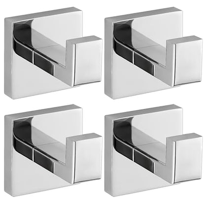 Chrome Polished Towel Hooks for Bathrooms, Heavy Duty Wall Mounted Stainless Steel Modern Hook, 4 Pack – Ideal for Hanging Towels, Robes, Coats, in Kitchen, Bedroom, Bathroom, or Hotel - color: Chrome polished