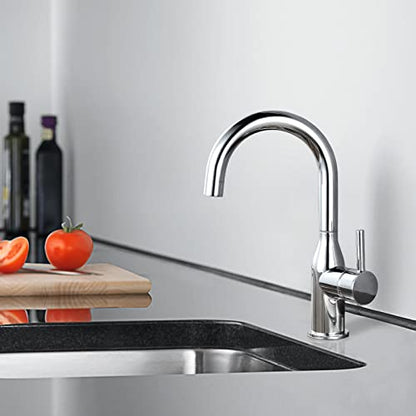 WOWOW Bar Sink Faucet Chrome Modern Single Handle Bar Faucet 1 Hole Small Kitchen Sink Faucet 360 Swivel RV Sink Faucets Mini Bar Tap with Water Supply Hoses - color: Chrome