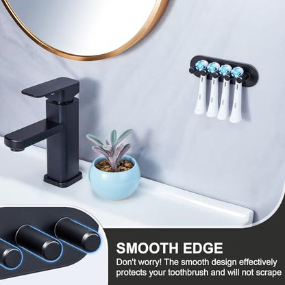 Electric Toothbrush Head Holder, Toothbrush Holders Wall Mounted, Adhesive Tooth Brush Head Holder Organiser, Electric Toothbrushs Holder, Shower Tooth Brushing Holder (Black, Large) - color: Black, size: Large