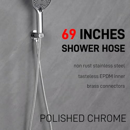 Flexible Shower Hose Stainless Steel Handheld Shower Head Attachment Hose, 69 Inch, Chrome - color: Chrome, size: 69-Inch