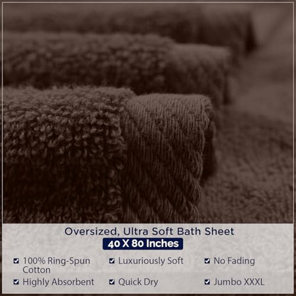 DAN RIVER Pack of 1 Oversized Bath Sheet, 40 x 80 Inches, Brown | 100% Cotton Jumbo Bath Towel with Extra Large Coverage, Lightweight Feel, Super Soft & Quick Dry - color: Brown, size: 40x80" Oversized Bath Sheet