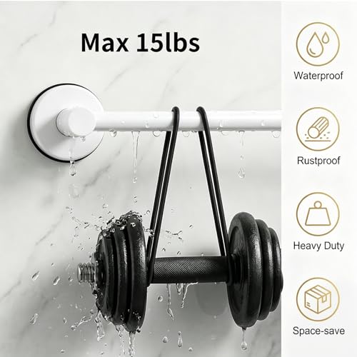 Towel Racks for Bathroom Suction Cup Towel Bar 14.6-24in Adjustable | No Drill Bathroom Towel Holder, Stainless Steel Construction, Heavy Duty Wall Mounted (white) - color: White